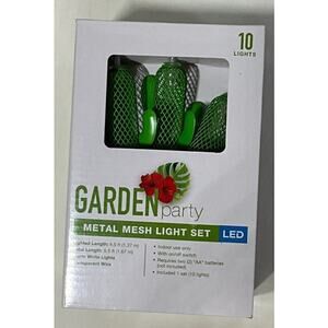 Garden Party Metal Mesh Light Set Green Cactus LED 5.5 feet Warm White Lights